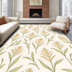 Earthy Wheat Stalk Botanical Arrangement Rug