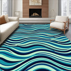 Wavy Blue Ocean Stripe Rug