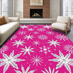 Bright Pink Snowflake Winter Art Rug
