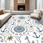 Nautical Anchors Compasses Starburst Chart Rug