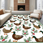 Charming Mallard Duck and Holly Sprig Rug