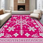 Vibrant Pink Floral Lattice Medallion Rug