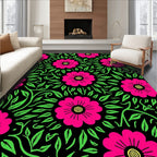 Vibrant Magenta Floral Foliage Rug