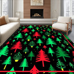 Red Green Christmas Tree Garland Rug