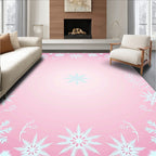 Delicate Teal Snowflake Frame Pink Rug
