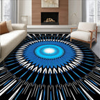 Electric Blue Sunburst Radial Rug