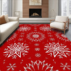 Crimson Snowflake Medallion Cluster Rug