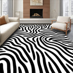 Abstract Black White Zebra Print Rug