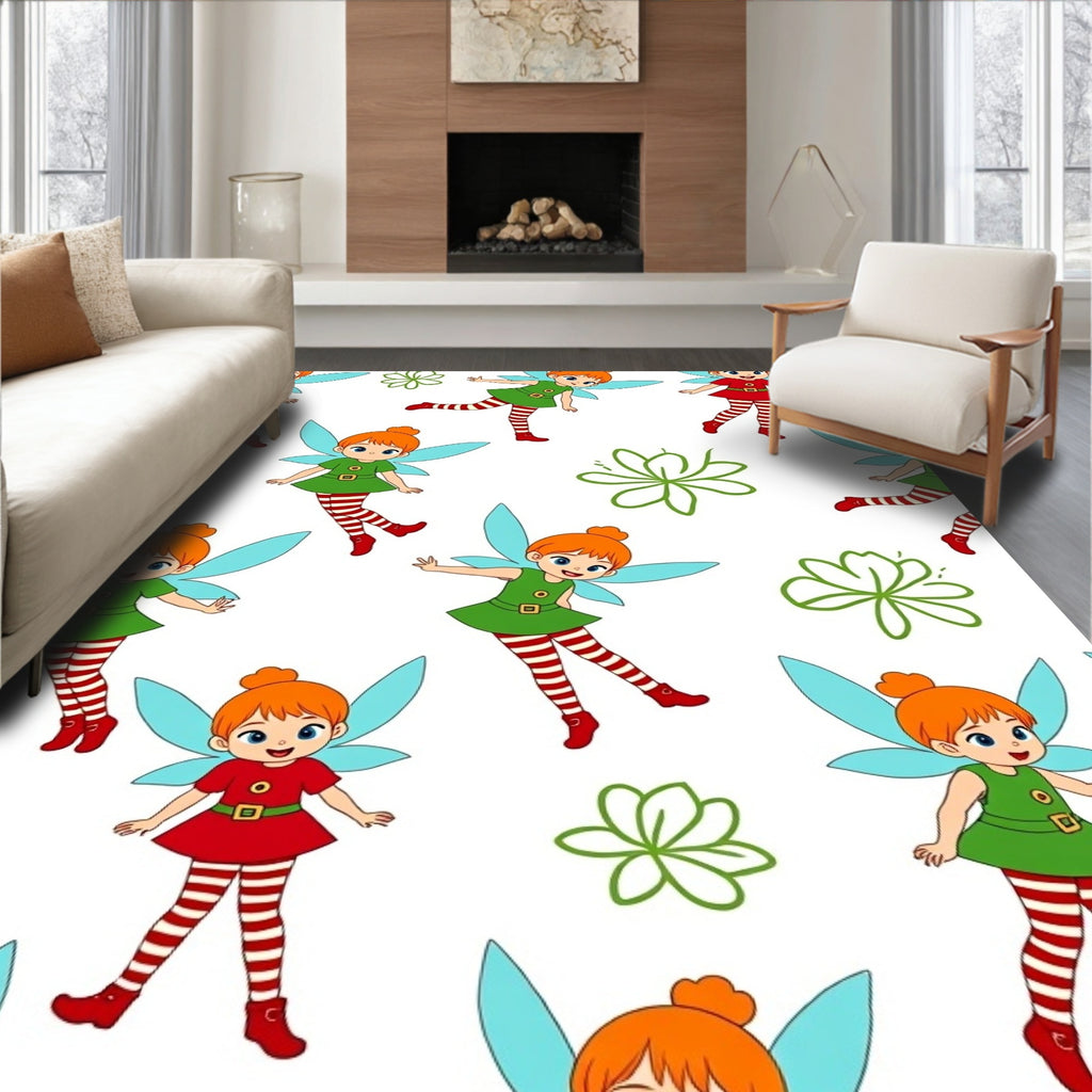 Cute Fairy With Blue Wings And Red Socks Rug