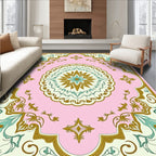 Pink Geometric Floral Medallion Rug