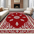 Scarlet White Scrollwork Garden Medallion Rug