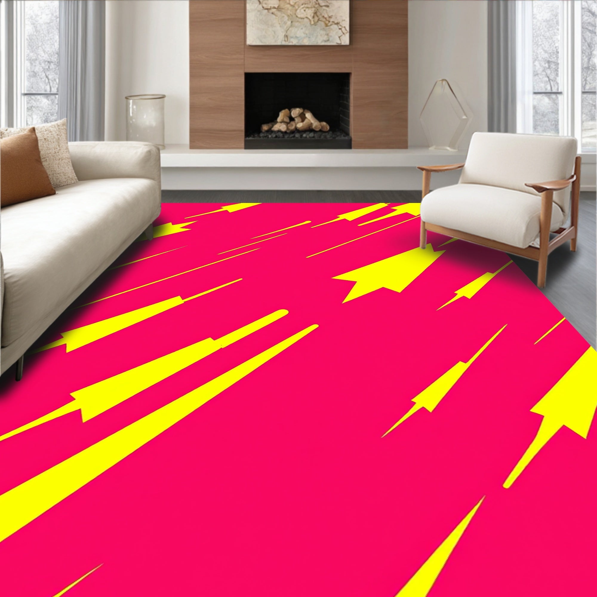 Electric Yellow Comet Trail Rug