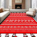 Red White Folk Art Stripes Rug