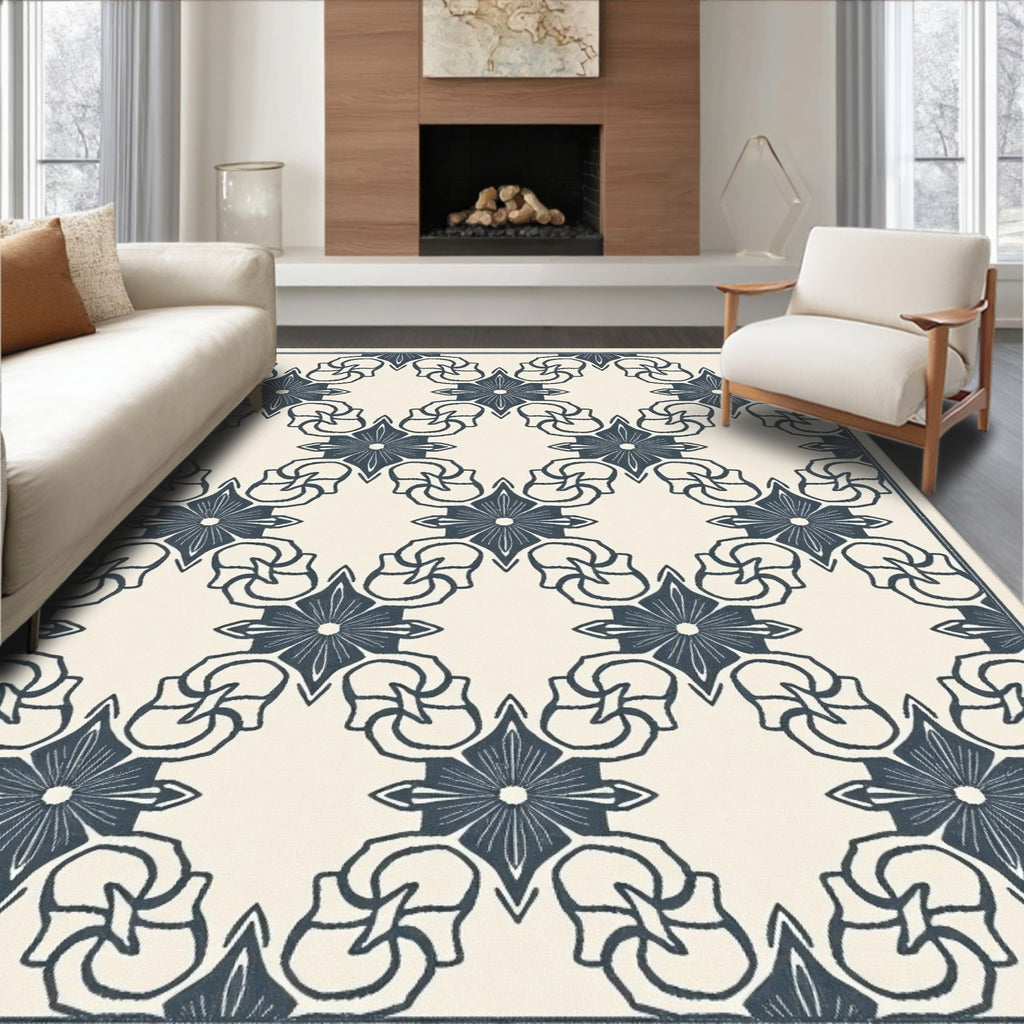 Navy Blue Stargazer Geometric Lattice Rug