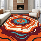 Retro Orange Teal Swirl Rug