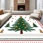 Christmas Tree Bells Star Red Border Rug