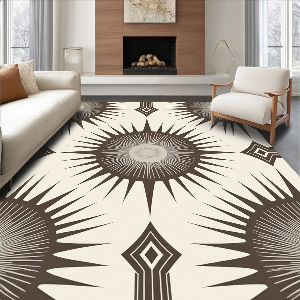 Sunburst Geo Diamond Brown Cream Rug
