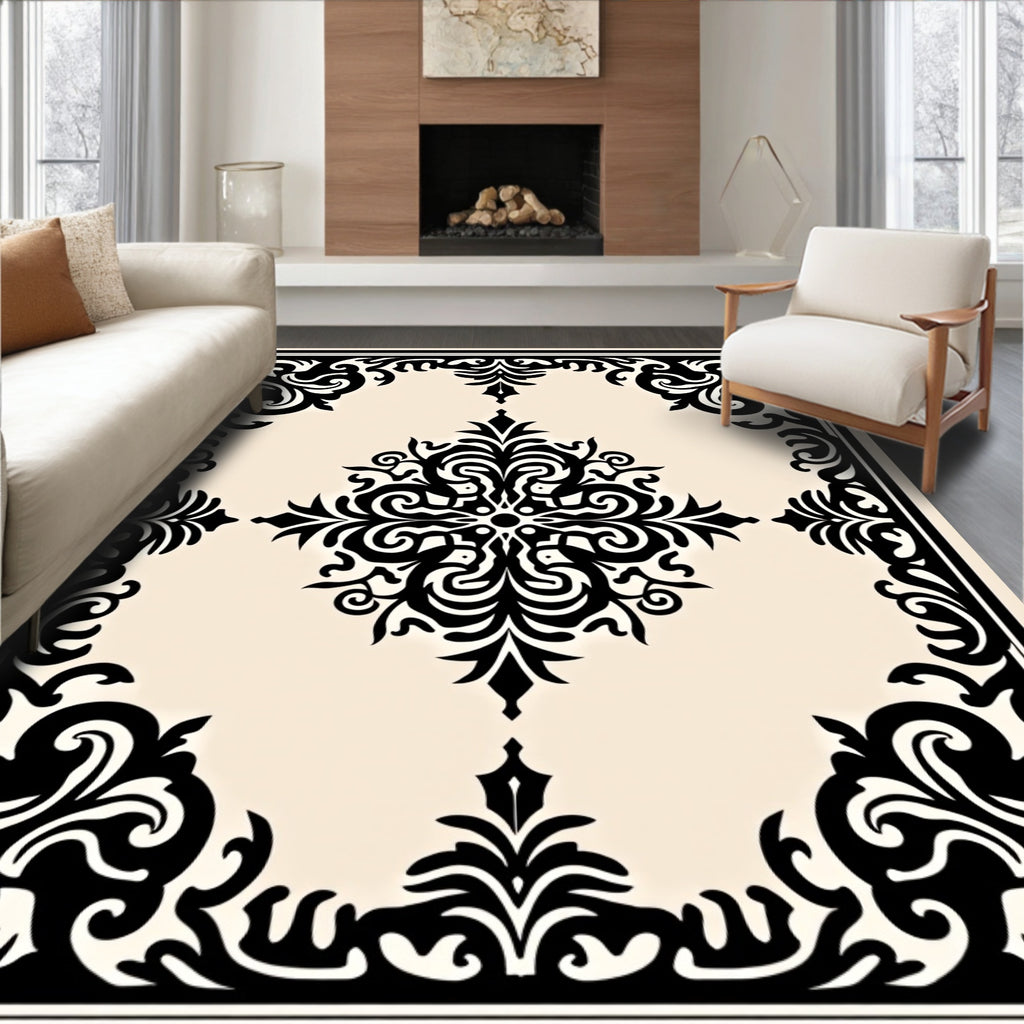 Black Ivory Baroque Medallion Rug