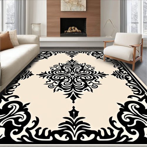 Black Ivory Baroque Medallion Rug