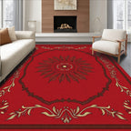 Crimson Folk Floral Medallion Border Rug