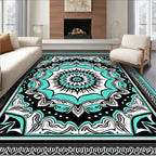 Bold Turquoise Radiant Starburst Medallion Rug