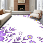 Purple Floral Border with Yellow Accents Rug