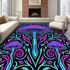 Vibrant Neon Mushroom Swirl Harmony Rug