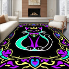 Regal Black Cat in Floral Frame Rug