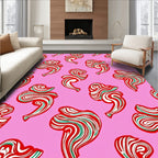 Whimsical Red Candy Swirl Art Rug