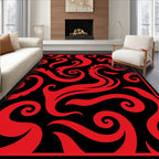 Crimson Swirl Scrollwork Contemporary Rug