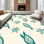 Teal Leaf Star Scatter Rug