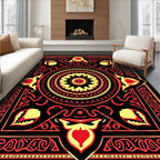 Bold Red and Yellow Medallion Sunburst Rug