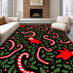 Red Sloth Candy Cane Holiday Collection Rug