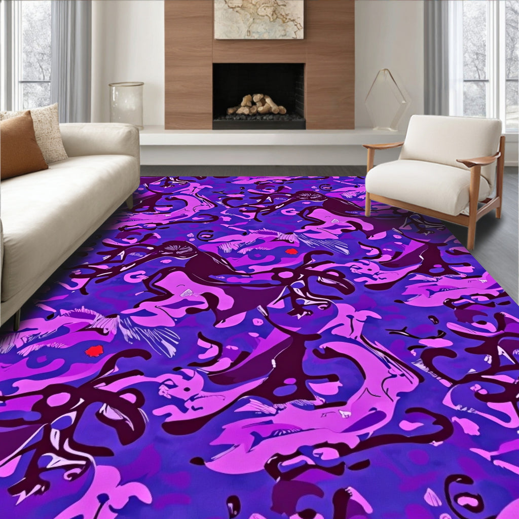 Bold Amethyst Abstract Swirls Rug