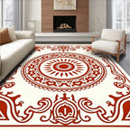 Crimson Sun Medallion Border Rug