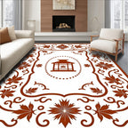 Brown Maple Leaf Lantern Frame Rug