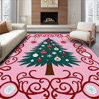Festive Red Ornament Christmas Tree Wonder Rug