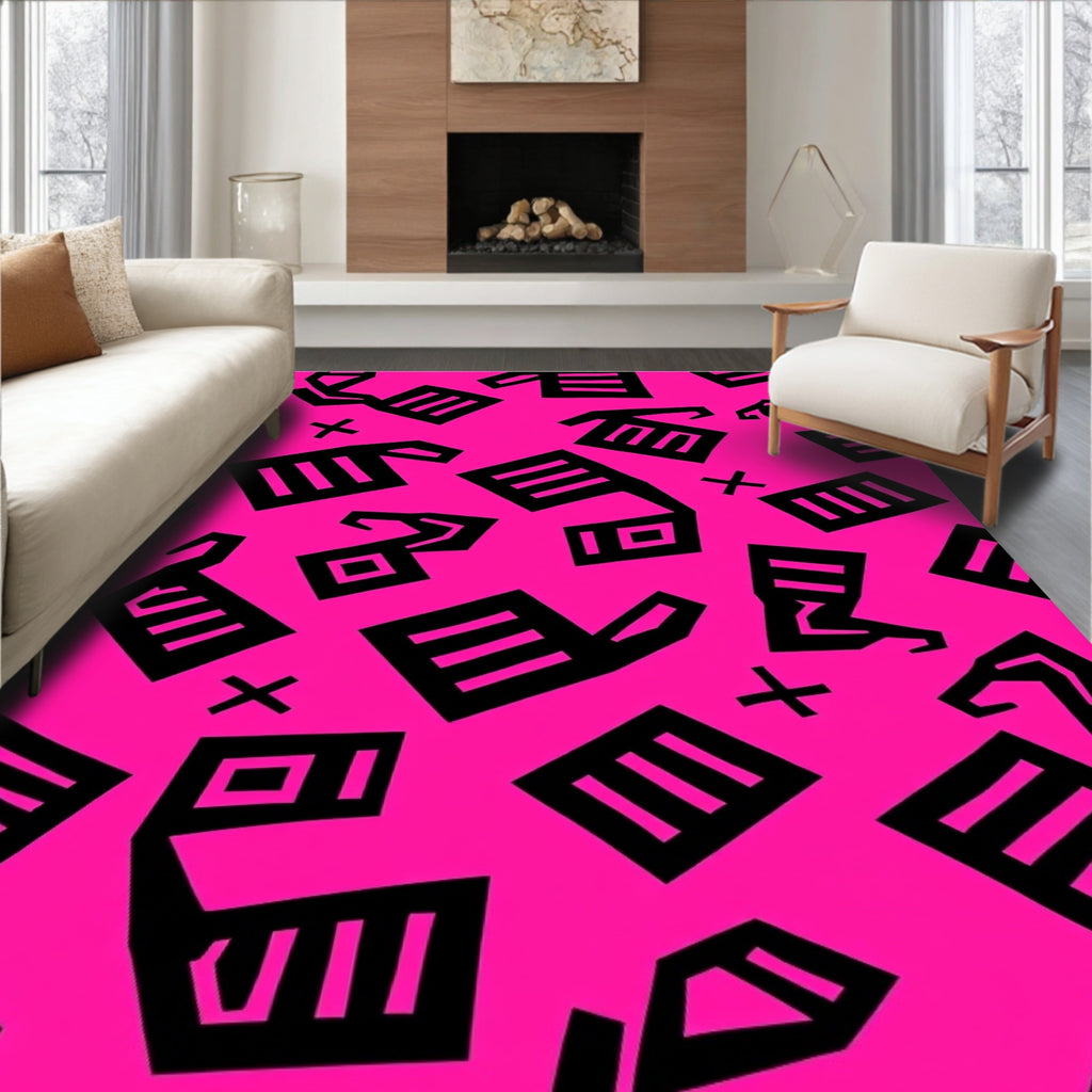 Bold Pink Abstract Shapes Rug