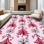 Crimson Fir Snow Flake Swirls Rug
