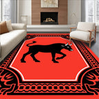 Bold Red Bull Emblem Rug