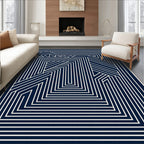 Indigo White Linear Pathway Rug