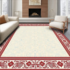 Crimson Floral Border Cream Interior Rug