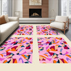 Abstract Pink Patchwork Shapes Rug