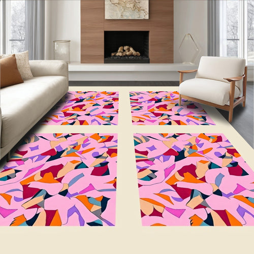 Abstract Pink Patchwork Shapes Rug