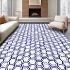 Deep Blue Hexagon Cluster Rug