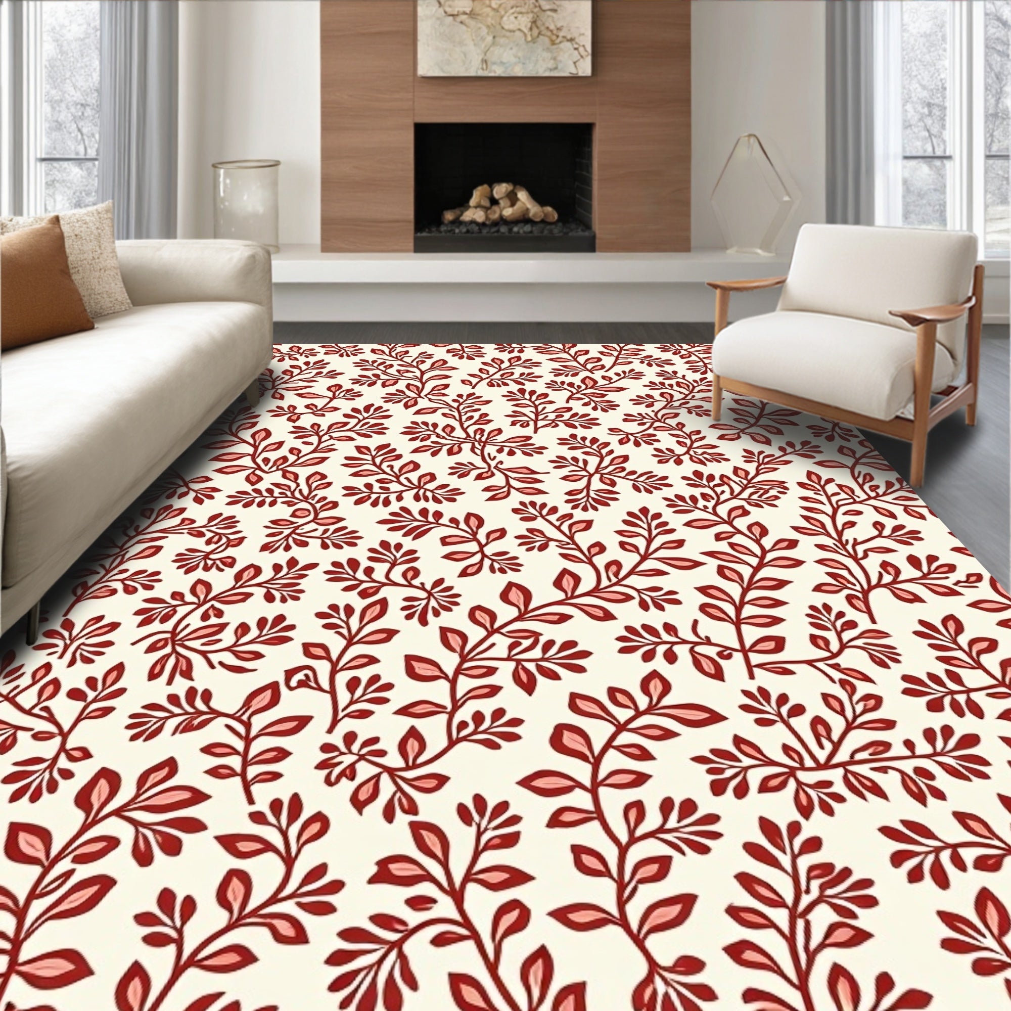 Crimson Vine Botanical Whimsy Rug