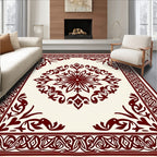 Crimson Medallion Ornamental Border Rug