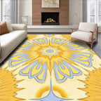 Sunny Yellow Blue Floral Burst Rug
