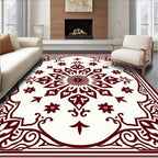 Rich Burgundy Floral Medallion Rug