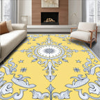 Gilded Yellow Ornate Medallion Rug